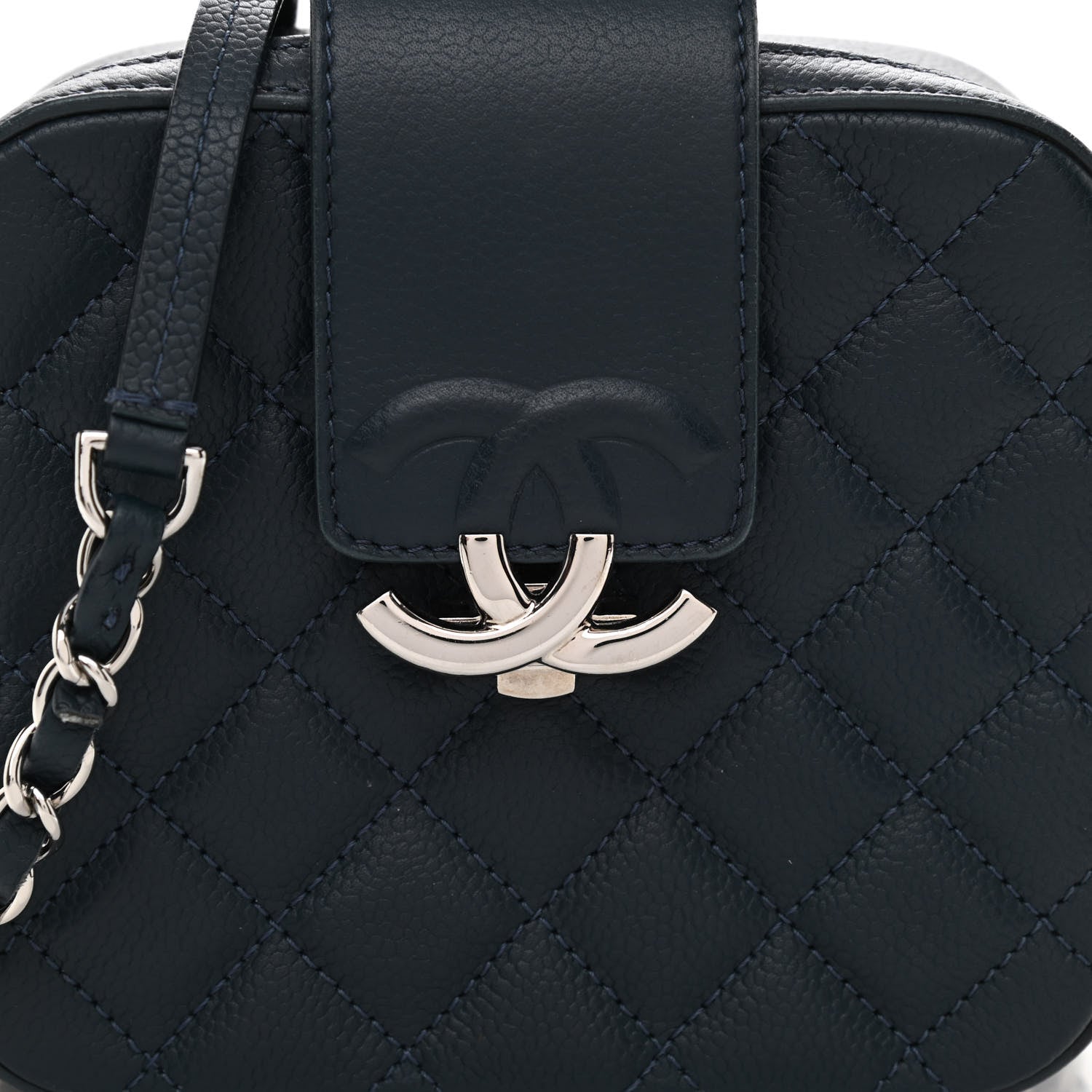 Chanel Caviar Quilted Mini CC Box Camera Bag Dark Blue 8 of 11