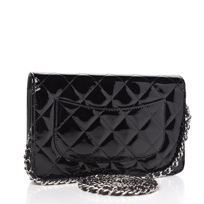 Chanel Patent Quilted Wallet On Chain WOC Black 3 of 12