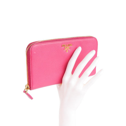 Prada Saffiano Metal Zip Around Wallet Ibisco 2 of 8