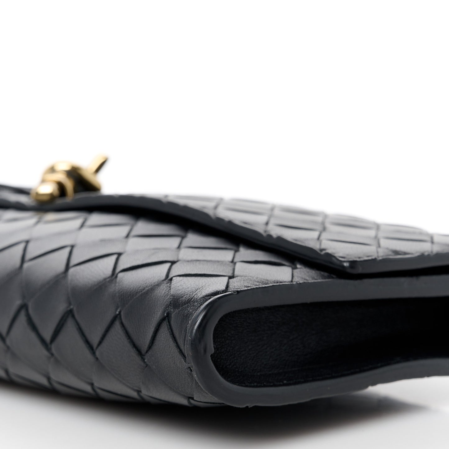 Nappa Intrecciato Long Andiamo Top Handle Clutch Black