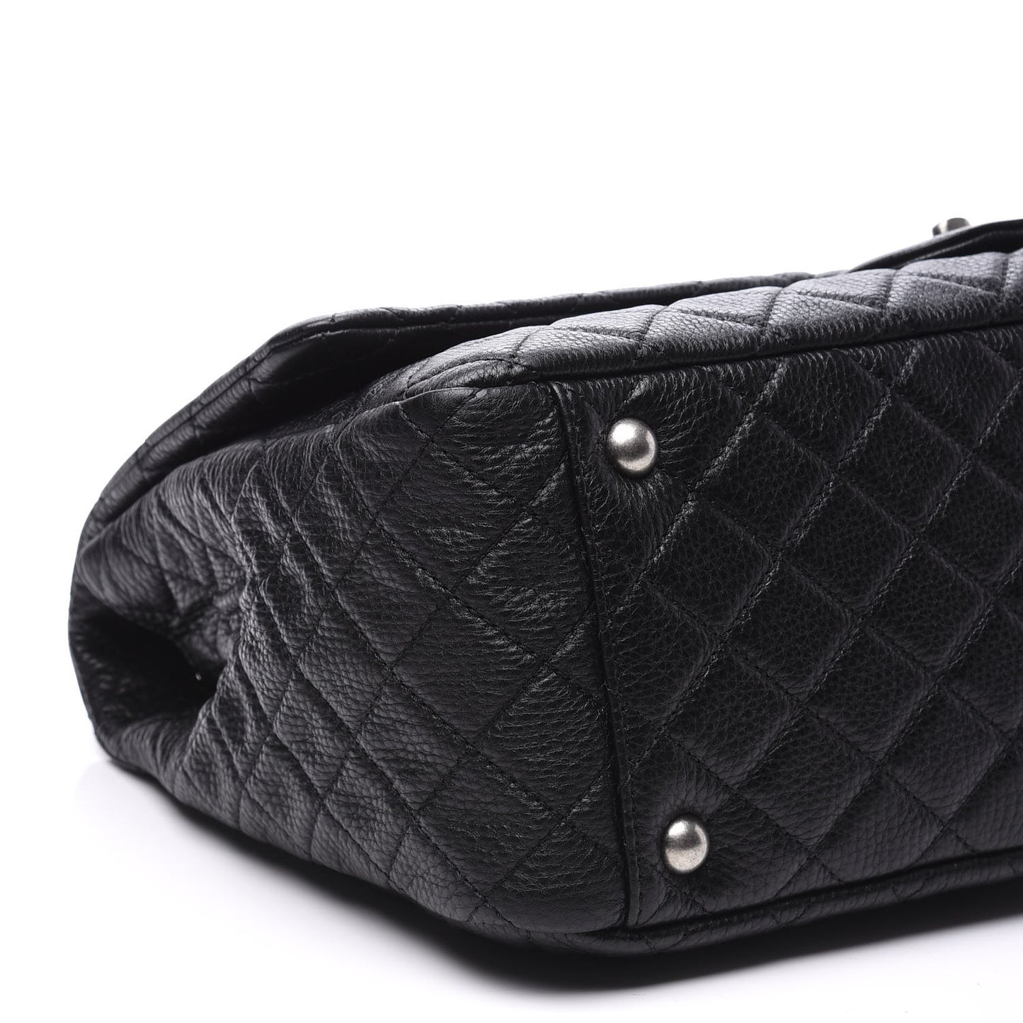 Calfskin Quilted XXL Travel Flap Bag Black