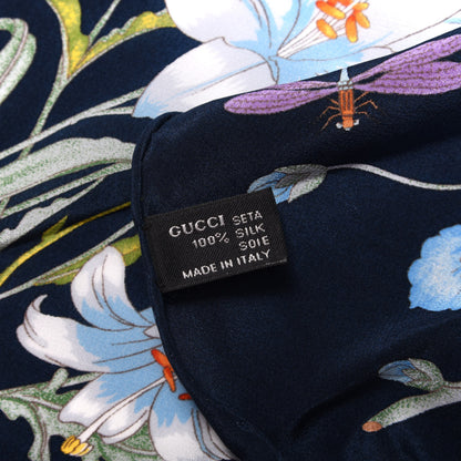 Gucci Silk Flora Wrap Scarf Navy 4 of 4