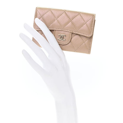Chanel Iridescent Calfskin Quilted Flap Card Holder Wallet Beige 2 of 9