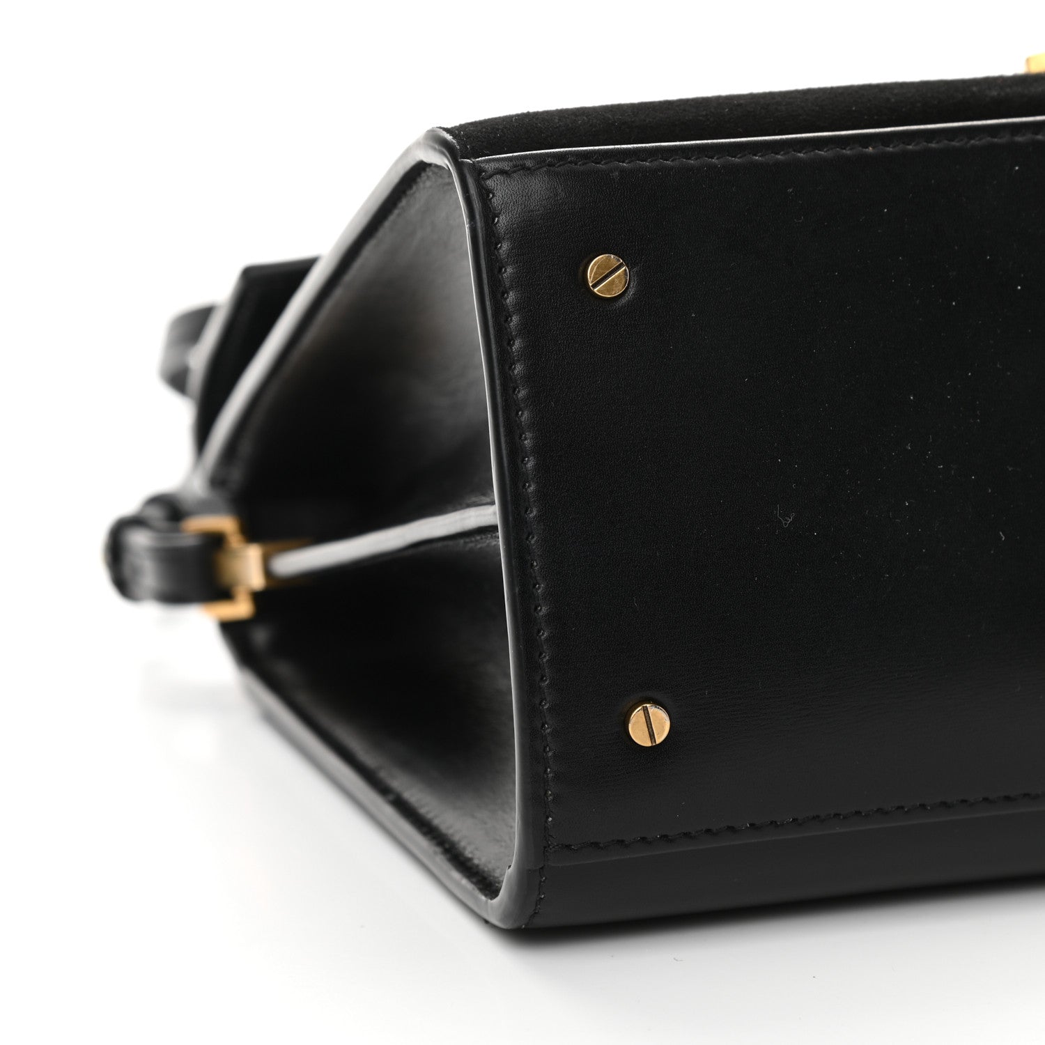 Saint Laurent Kid Scamosciato Smooth Calfskin Medium Classic Monogram Cassandra Top Handle Black Rouge Legion 8 of 9