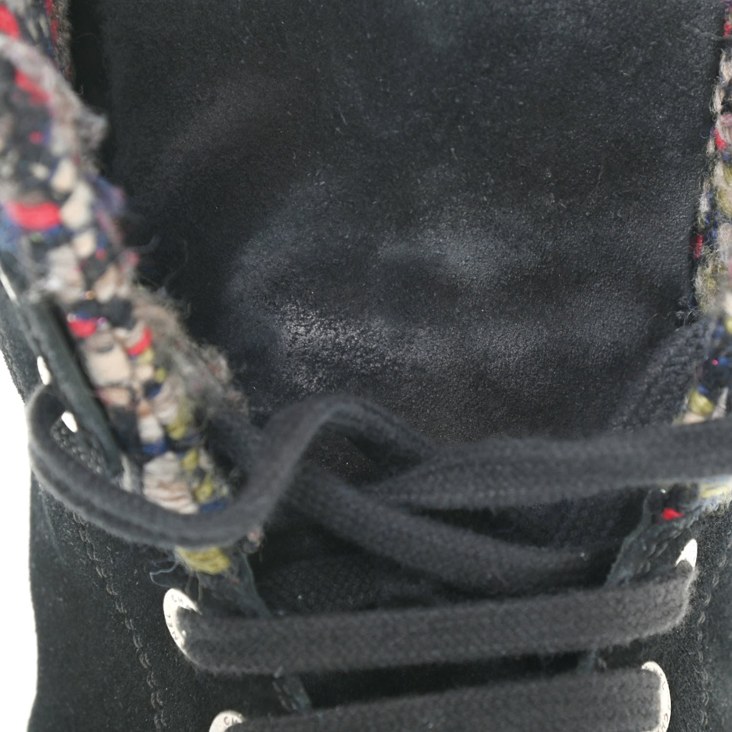 Chanel Suede Calfskin Goatskin Tweed High Top Sneakers 37 Black 13 of 13