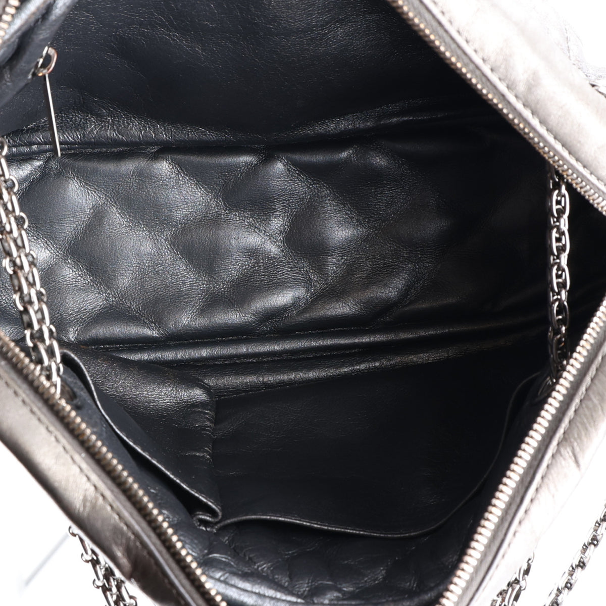 Chanel Metallic Aged Calfskin Quilted Medium Reissue Camera Case Dark Silver 4 of 9