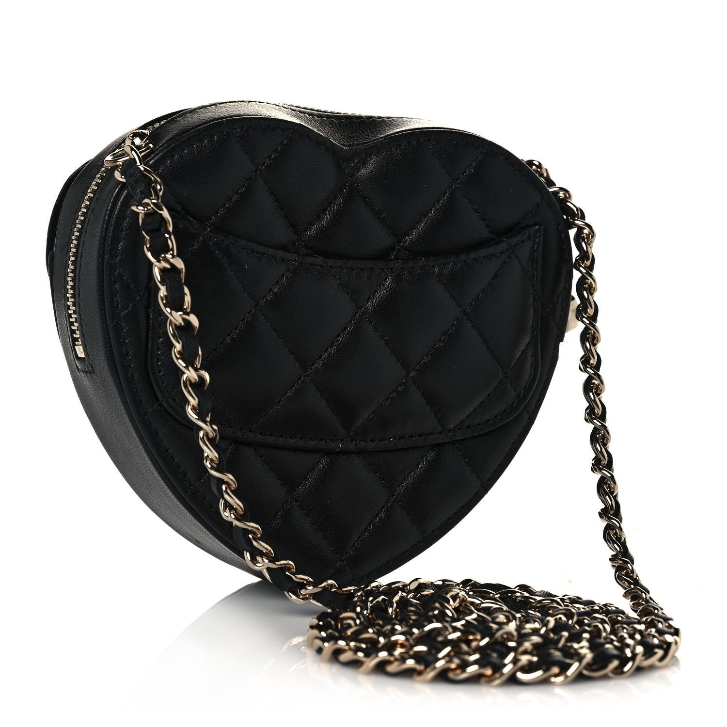 Chanel Lambskin Quilted CC In Love Heart Clutch With Chain Black 3 of 14