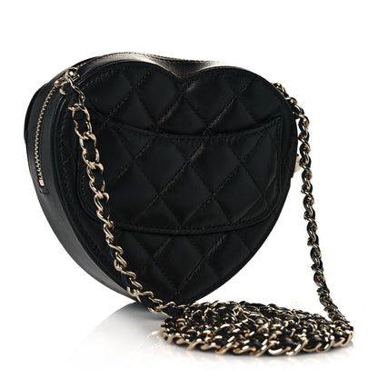 Chanel Lambskin Quilted CC In Love Heart Clutch With Chain Black 3 of 14