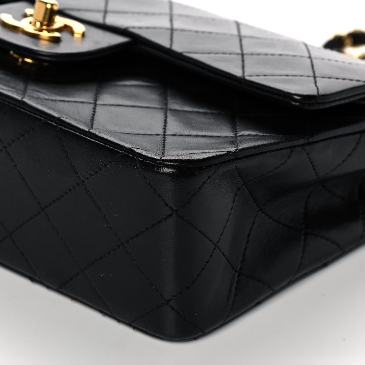 Lambskin Quilted Small Double Flap Black
