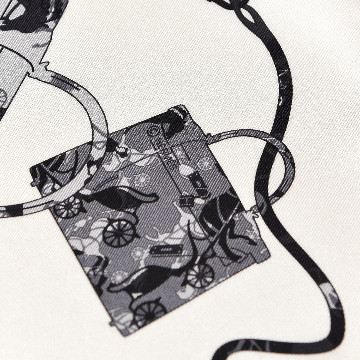 Hermes Silk Kelly En Caleche Scarf 70 White Black Gris 5 of 5