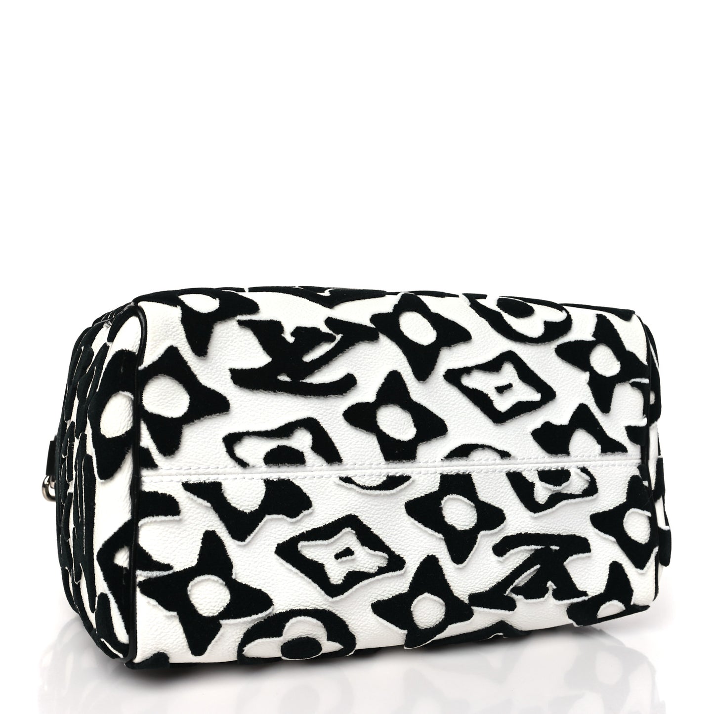 X UF Tufted Monogram Speedy Bandouliere 25 White Black