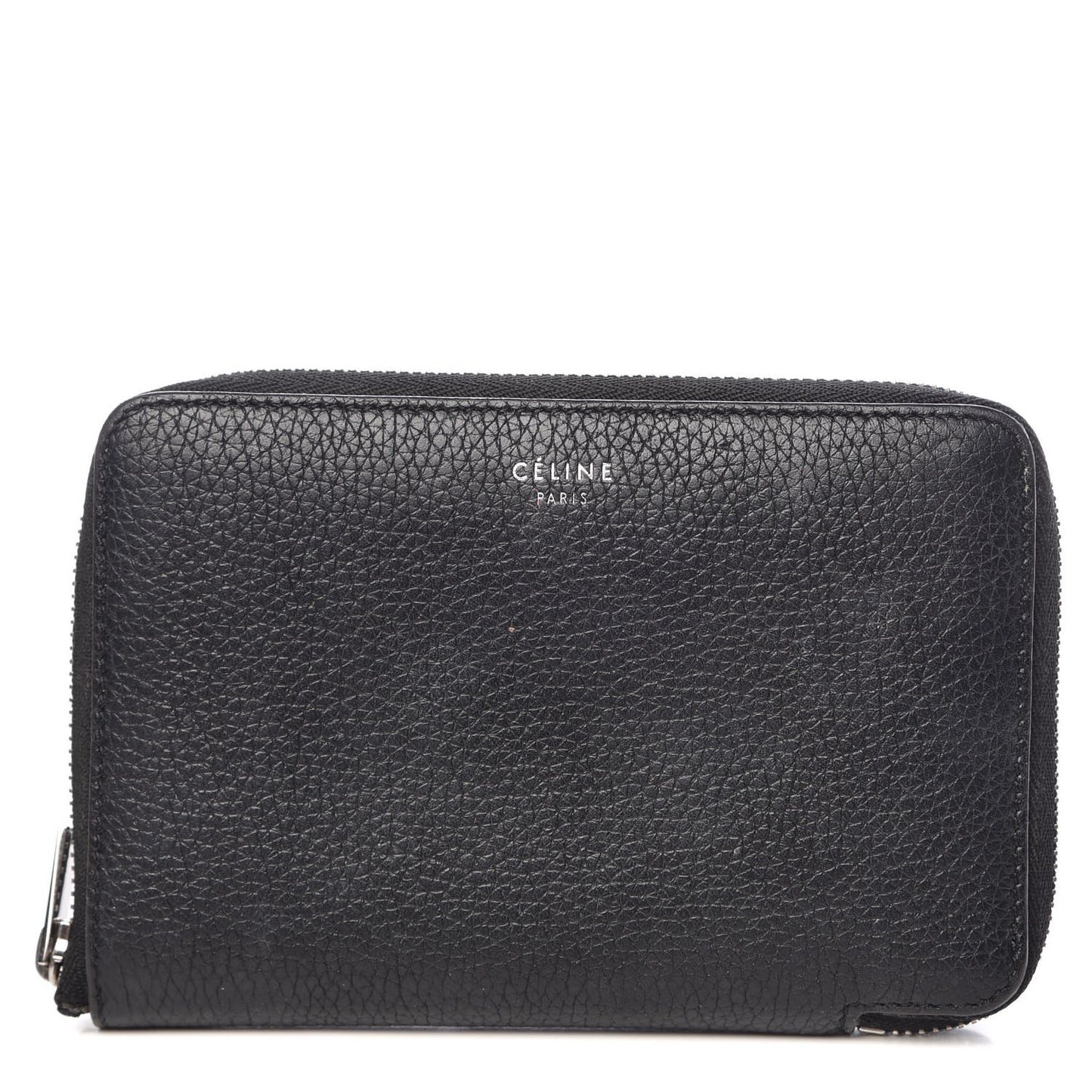 Drummed Calfskin Zip Around Multifunction Wallet Black Citron