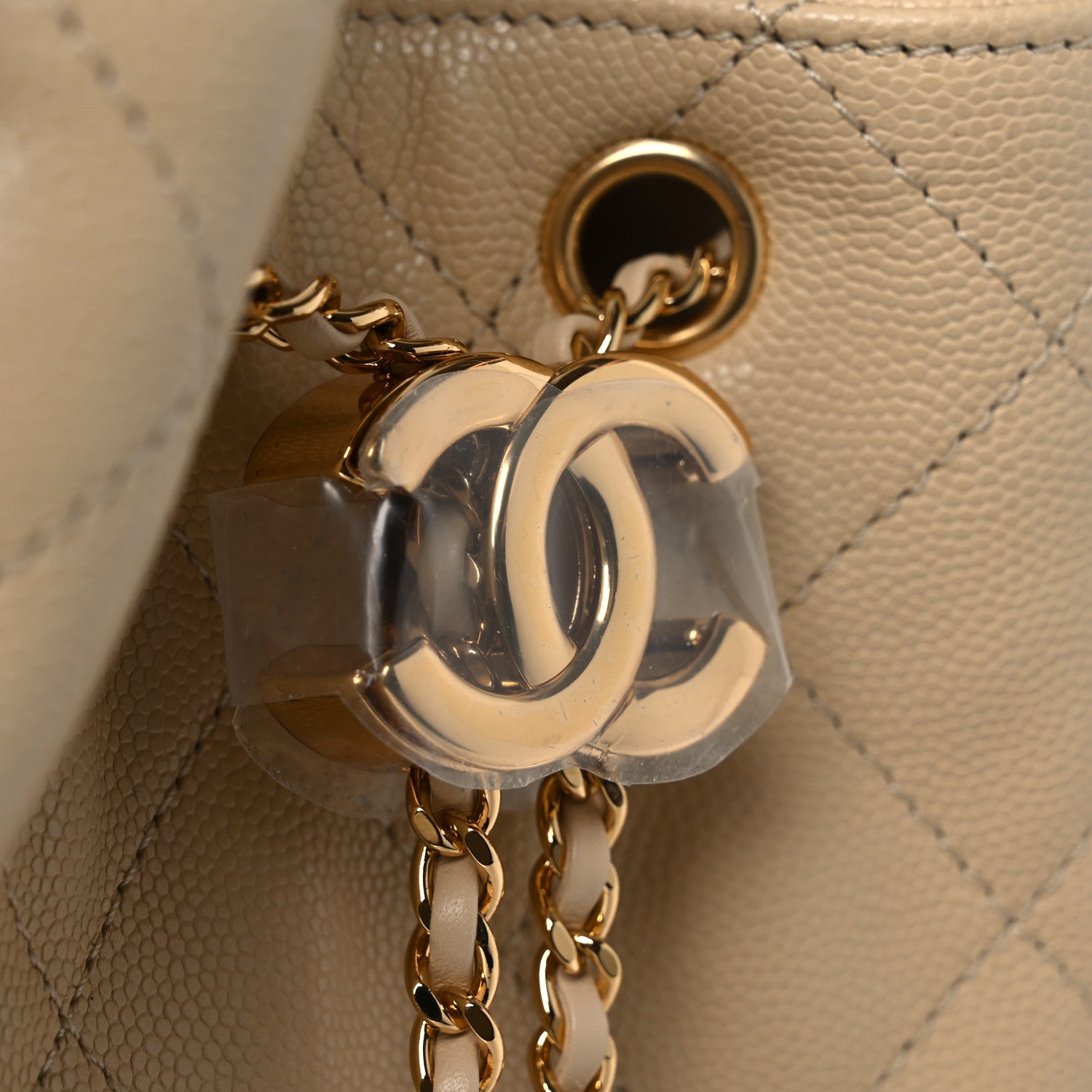 Chanel Caviar Quilted Medium Chanel 25 Handbag Beige 13 of 14