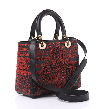 Christian Dior Smooth Calfskin Embroidered Heart Medium Lady Dior Black 2 of 8