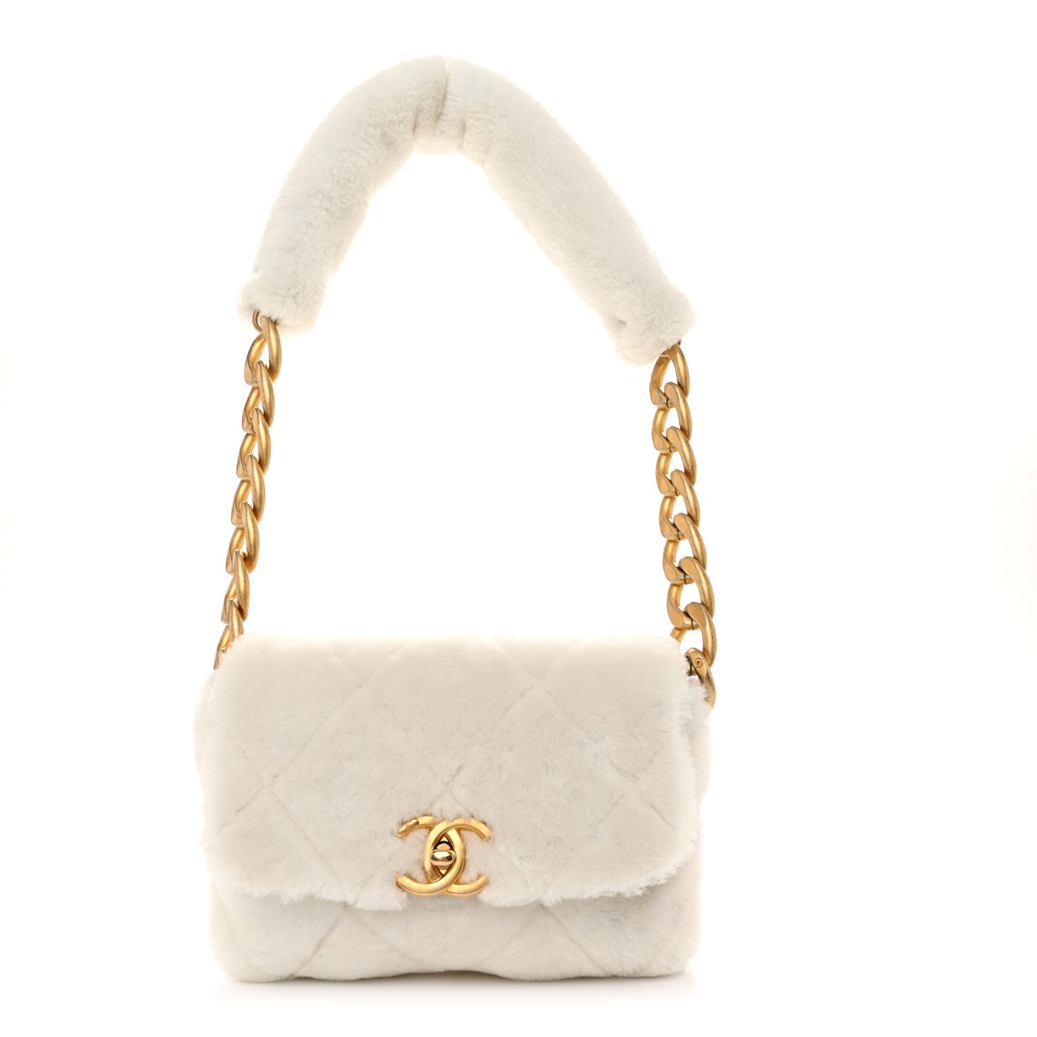 Chanel Shearling Quilted Single Flap White 1 of 10