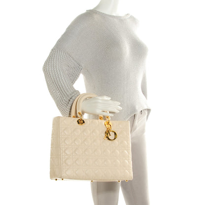 Christian Dior Lambskin Cannage Large Lady Dior Ivory 2 of 8