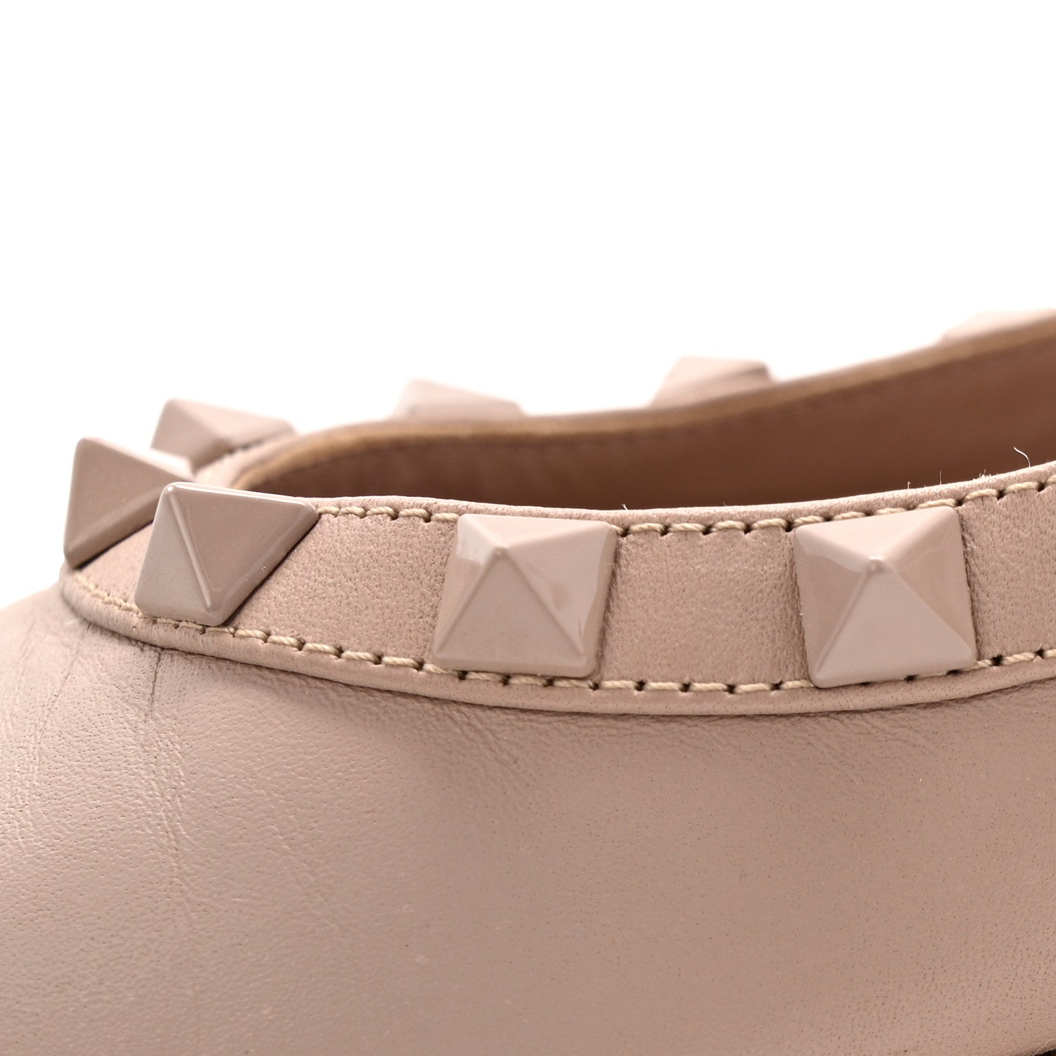Valentino Garavani Calfskin Lacquered Monochrome Rockstud Ballerina Flats 38 Poudre 26 of 26