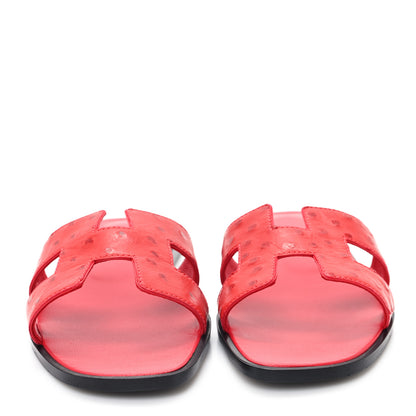 Hermes Ostrich Oran Sandals 38 Rose Cotinga 3 of 10