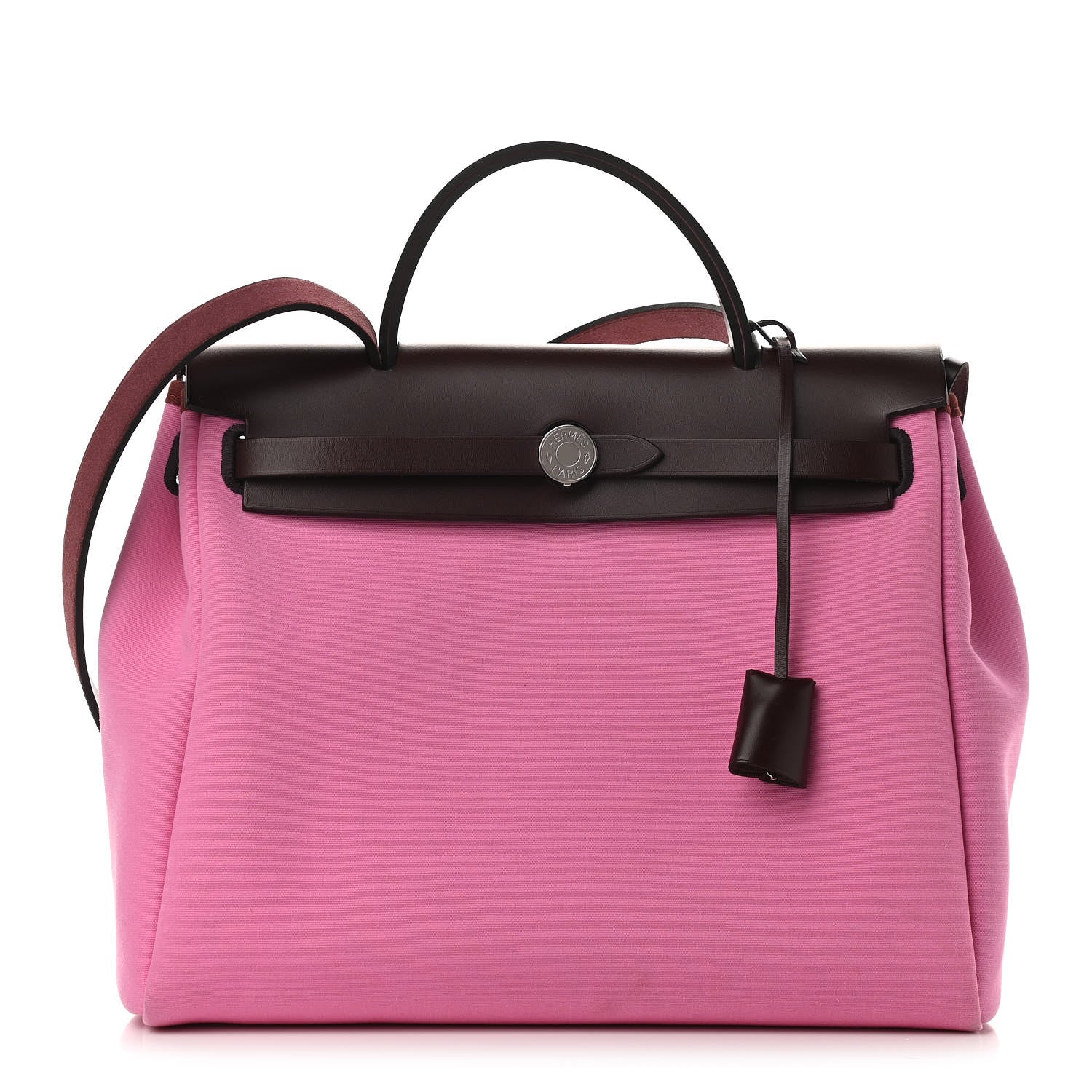 Hermes Toile Officier Vache Hunter Verso Herbag Zip Retourne PM 31 Bubblegum Rubis Rouge Sellier 3 of 11