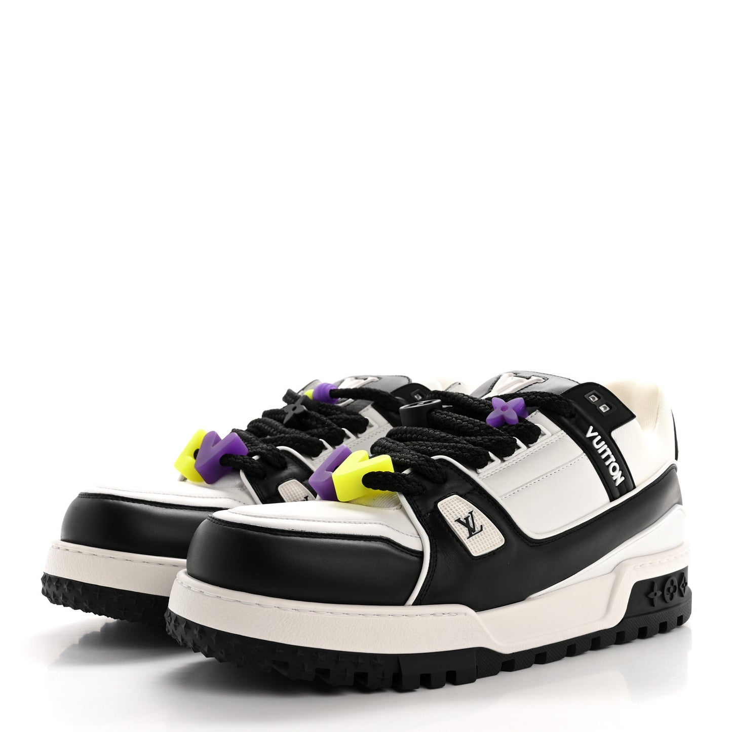 Calfskin Mens LV Trainer Maxi Sneakers 12 Black