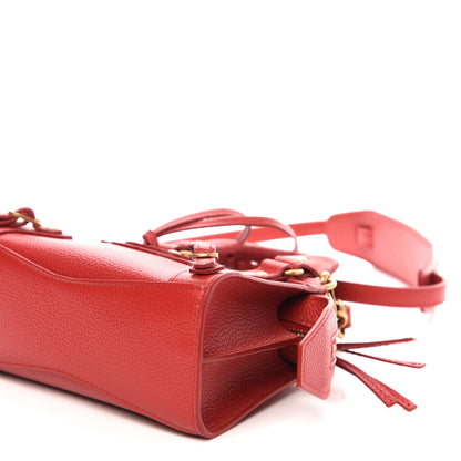 Balenciaga Grained Calfskin Neo Classic Gold Hardware Nano City Crossbody Medium Red 8 of 10