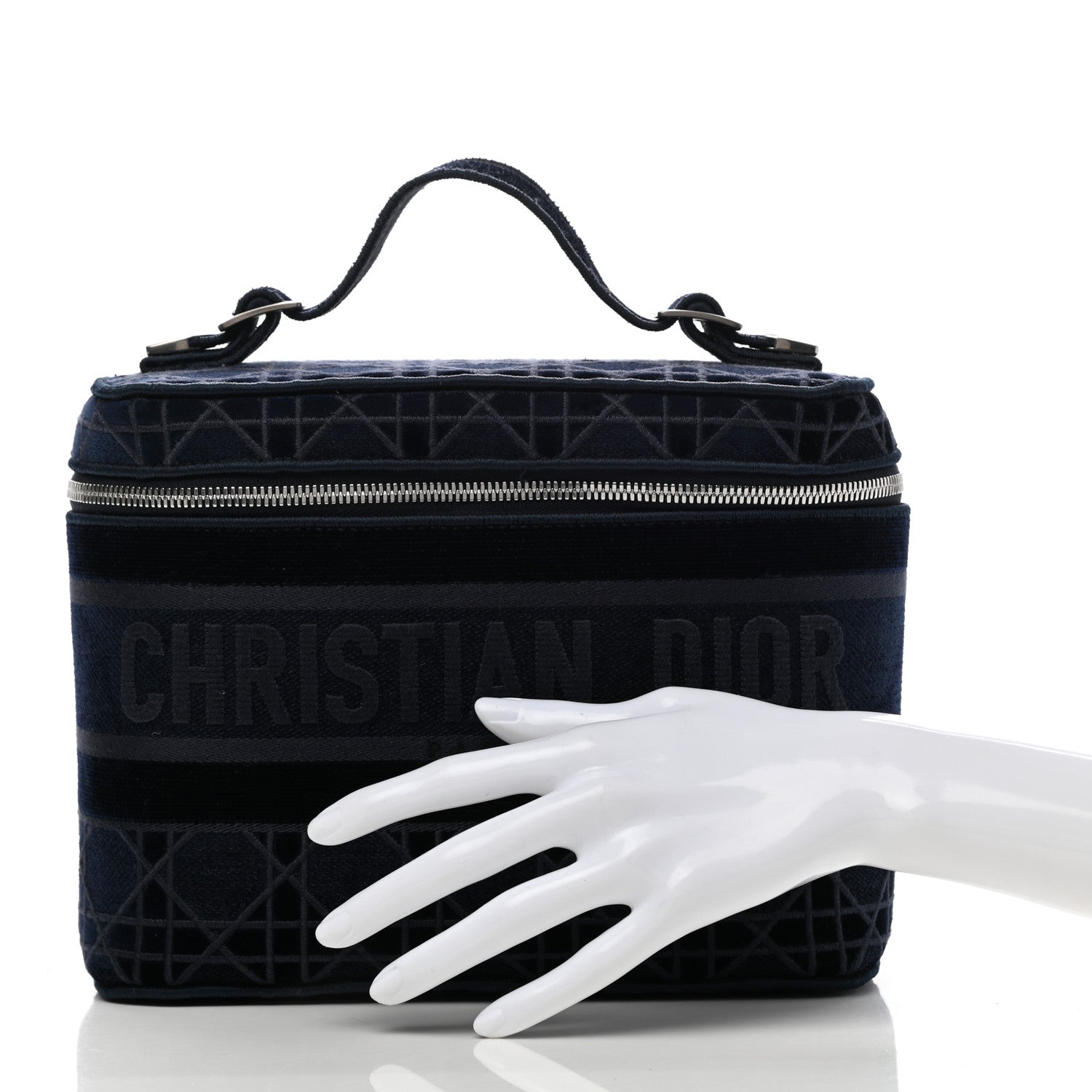 Christian Dior Velvet Cannage Diortravel Vanity Case Blue 2 of 8