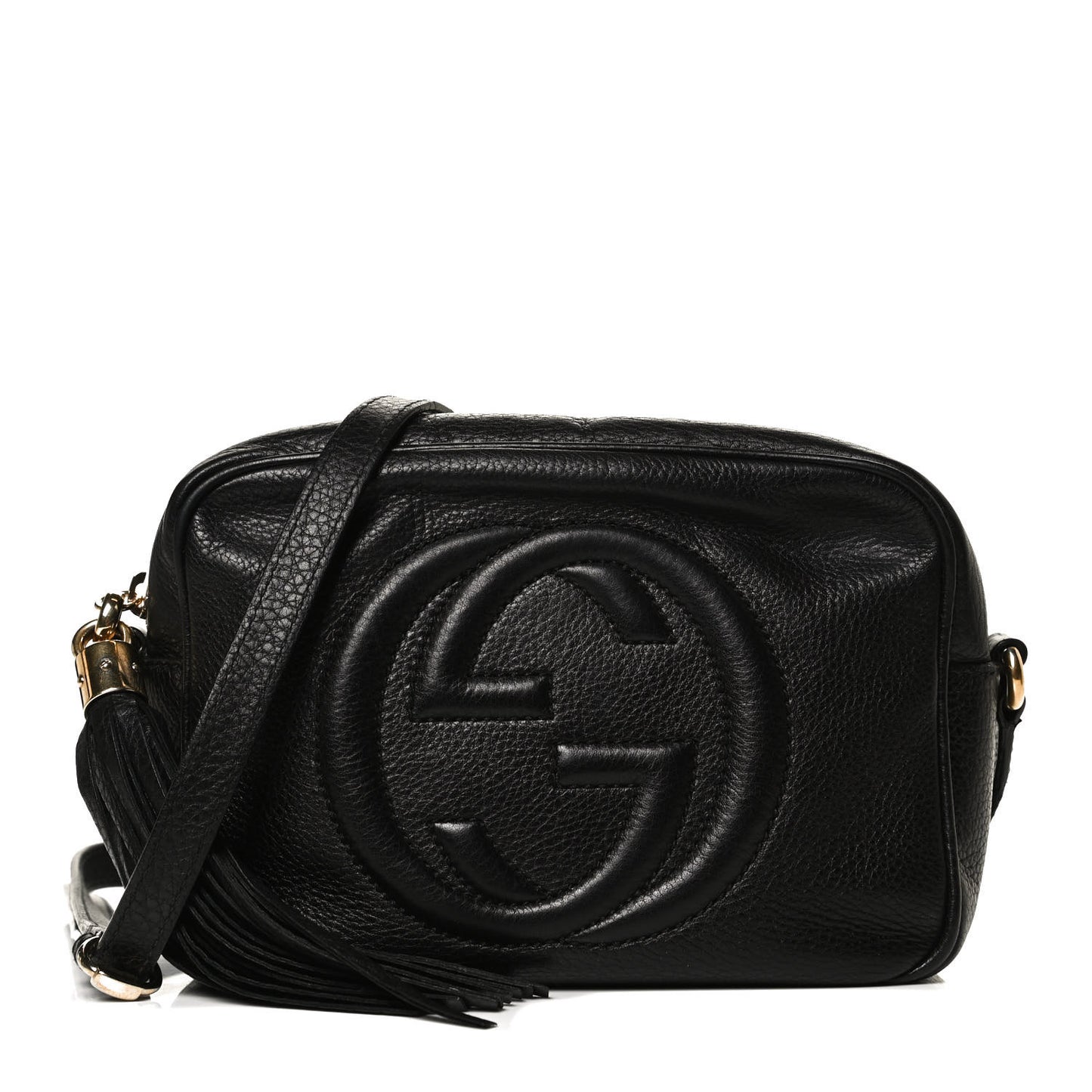 Pebbled Calfskin Small Soho Disco Bag Black