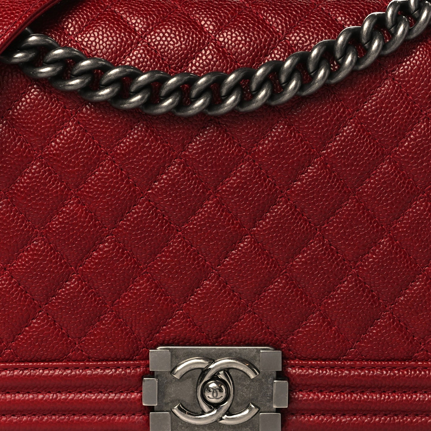 Caviar Quilted New Medium Boy Flap Dark Red