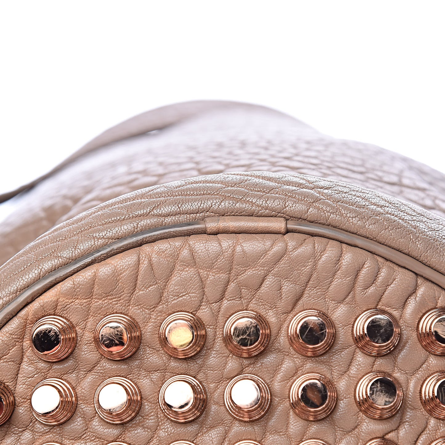 Pebbled Lambskin Diego Bucket Bag Latte