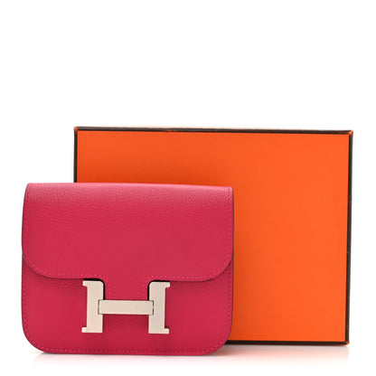 Hermes Evercolor Verso Constance Slim Wallet Framboise Rouge Sellier 12 of 12