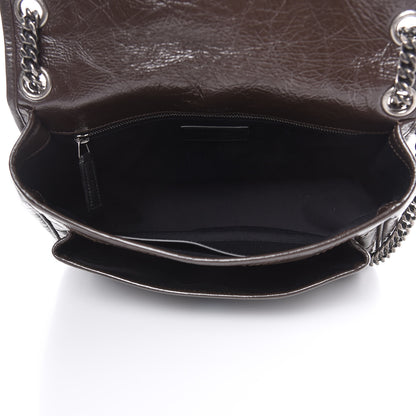 Saint Laurent Crinkled Calfskin Matelasse Monogram Medium Niki Chain Satchel Western Moka 5 of 9
