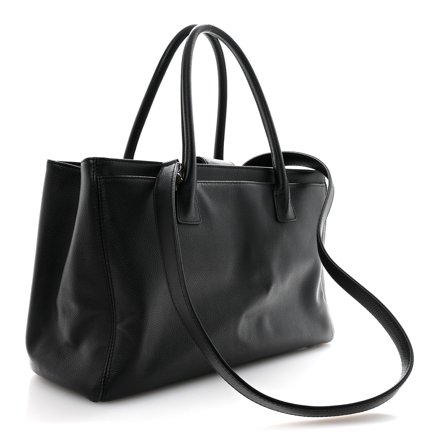 Calfskin Cerf Executive Shopper Tote Black