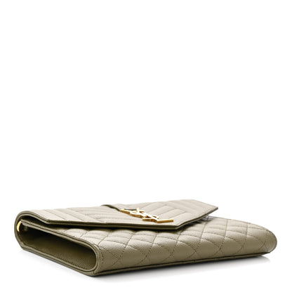 Saint Laurent Grain De Poudre Textured Mixed Matelasse Triquilt Monogram Clutch Vert Kaki 4 of 13