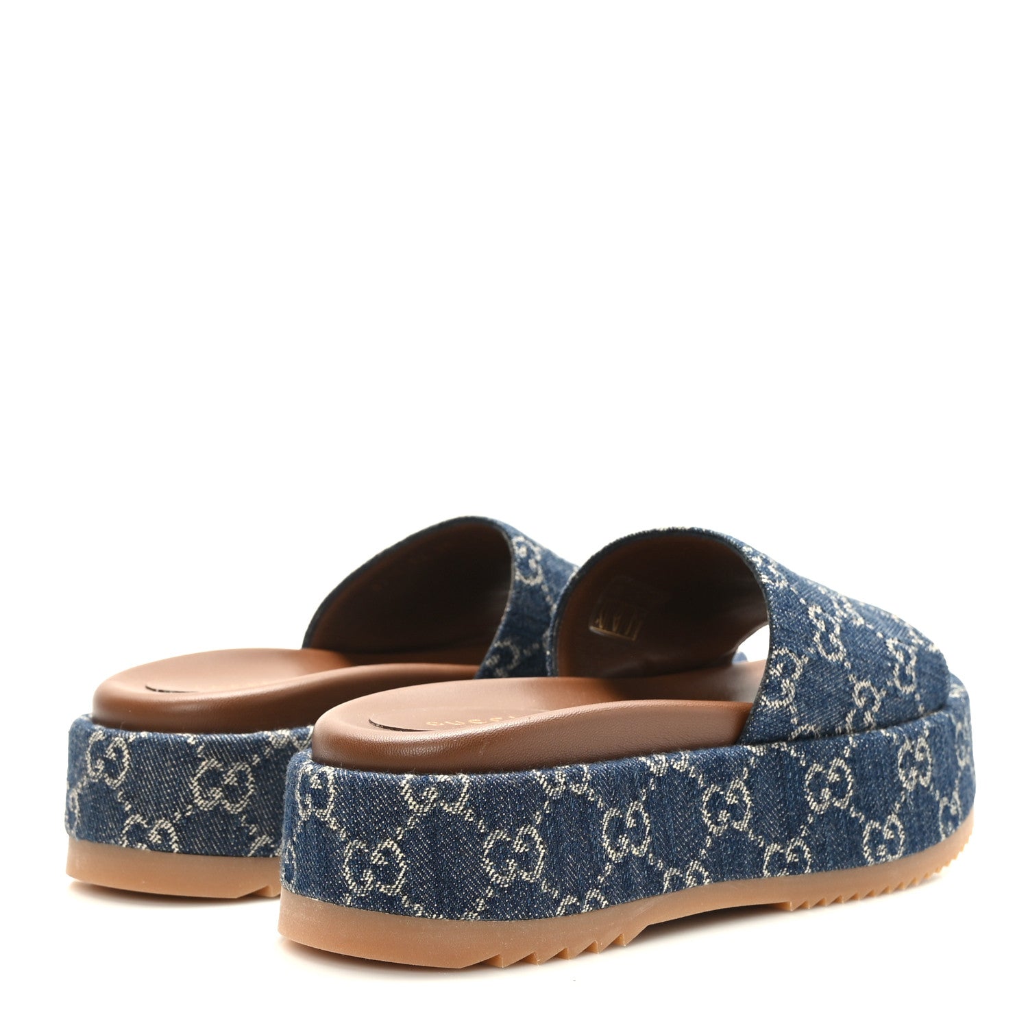Gucci New Denim GG Monogram Angelina Platform 55mm Slide Sandals 36.5 Blue Tea 4 of 9