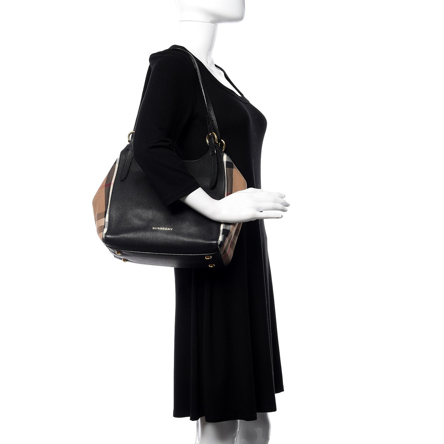 Grainy Calfskin House Check Small Canterbury Black