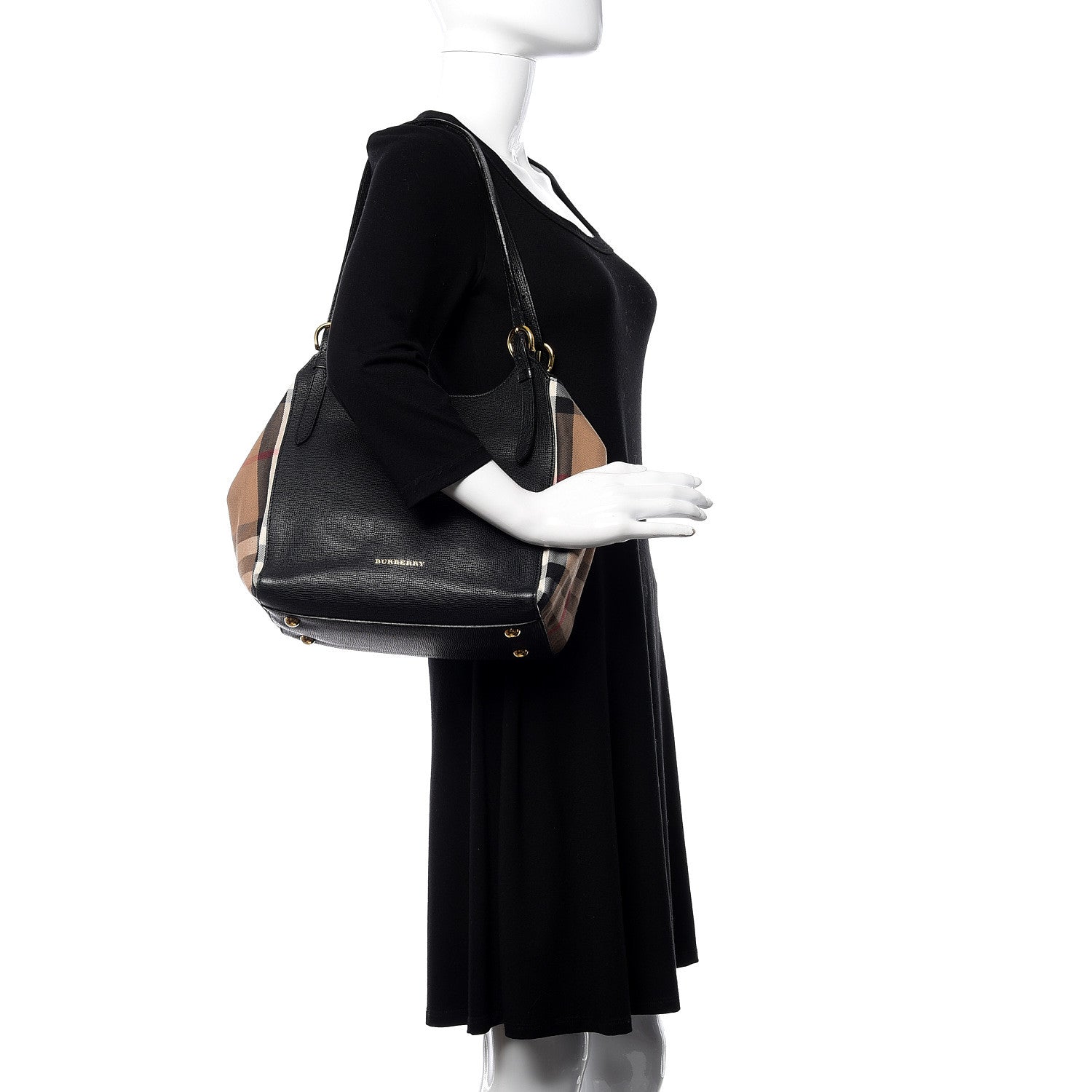 Burberry Grainy Calfskin House Check Small Canterbury Black 2 of 8