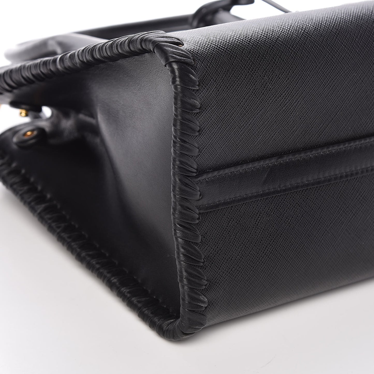 Saffiano City Calfskin Whipstitch Small Paradigme Bag Black