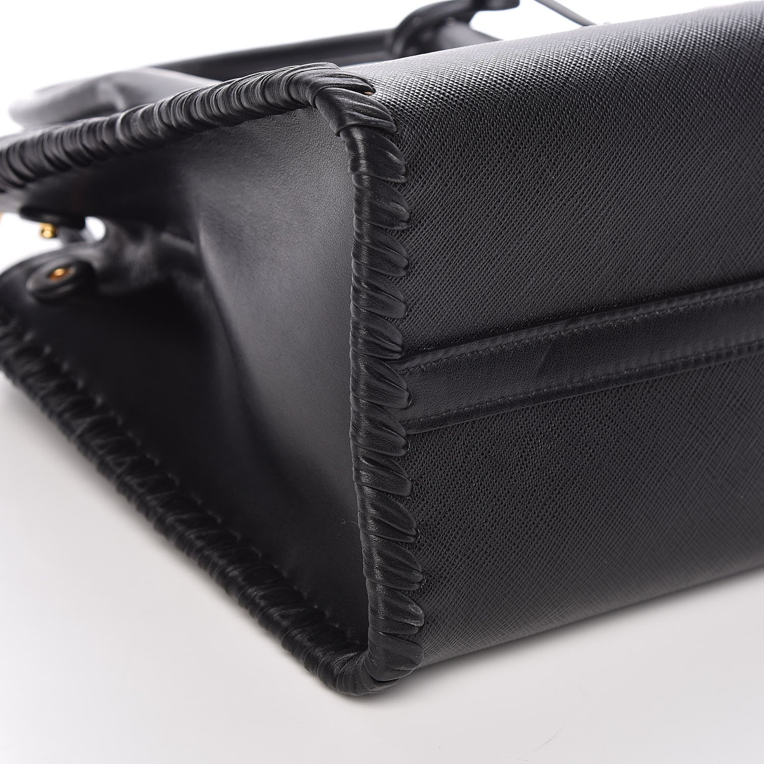 Prada Saffiano City Calfskin Whipstitch Small Paradigme Bag Black 9 of 10