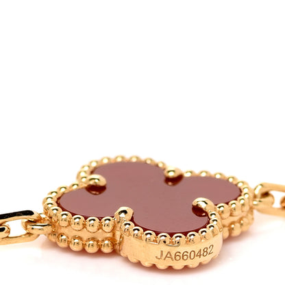 Van Cleef & Arpels 18K Yellow Gold Carnelian 5 Motifs Vintage Alhambra Bracelet 4 of 6