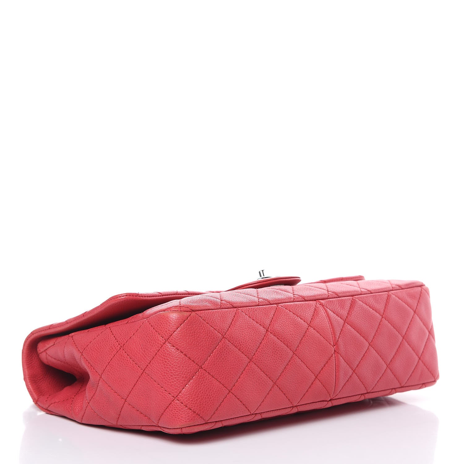 Chanel Washed Caviar Quilted Jumbo Single Flap Fuchsia 4 of 19