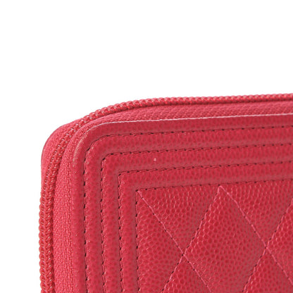 Chanel Caviar Quilted Boy Zip Around Coin Purse Wallet Fuchsia 6 of 15