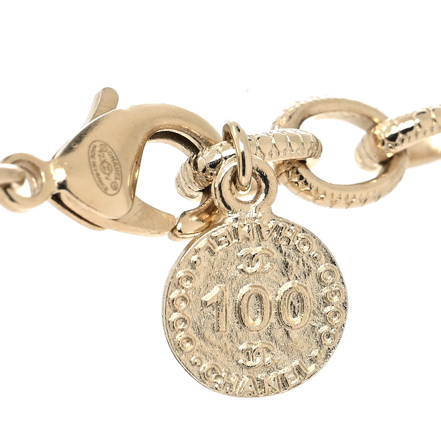 Pearl CC 100th Anniversary Necklace Light Gold