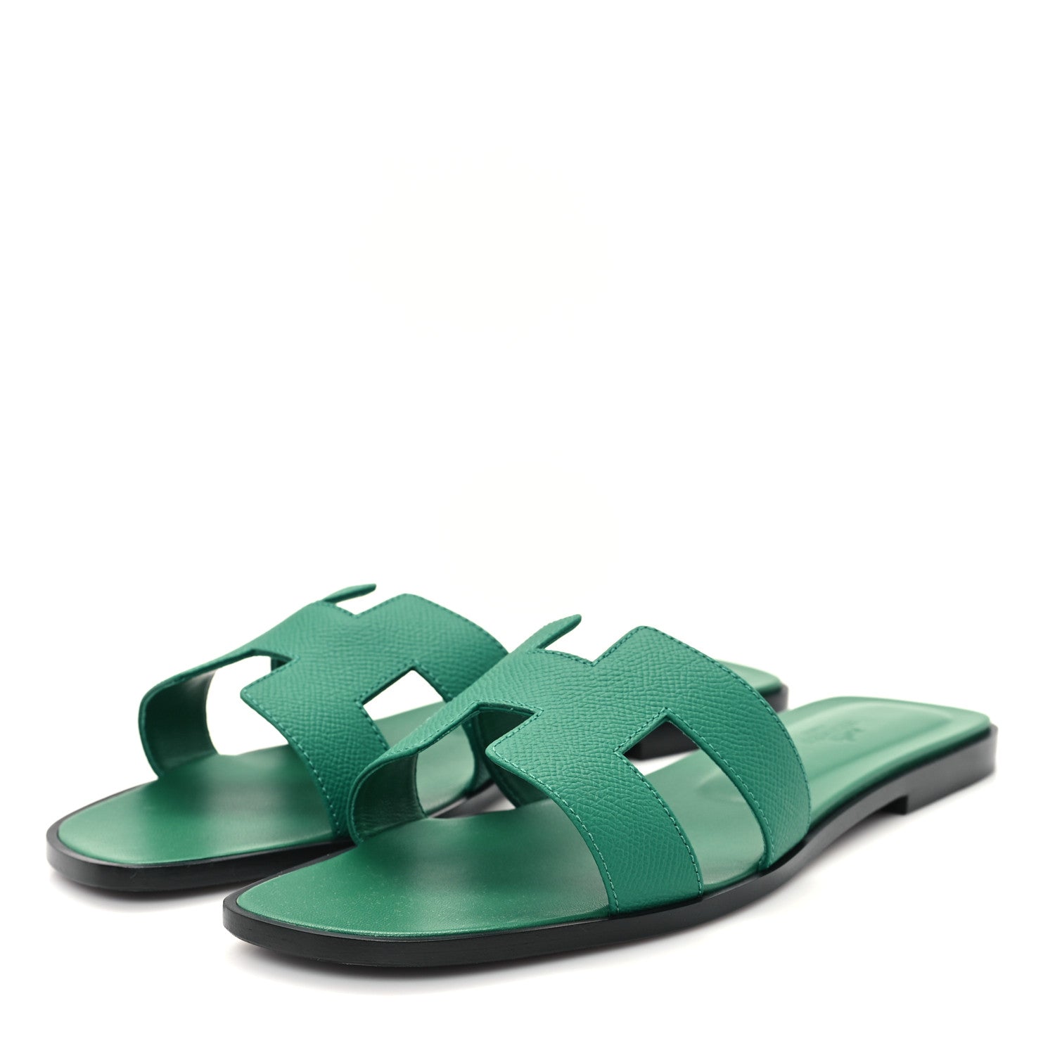 Hermes Epsom Oran Sandals 40.5 Vert Emeraude 4 of 10