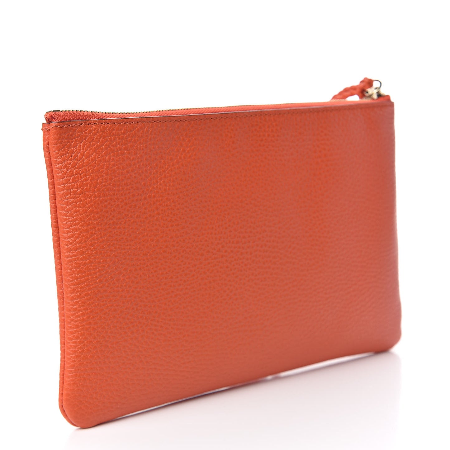 Calfskin Large Bamboo Clutch Orange
