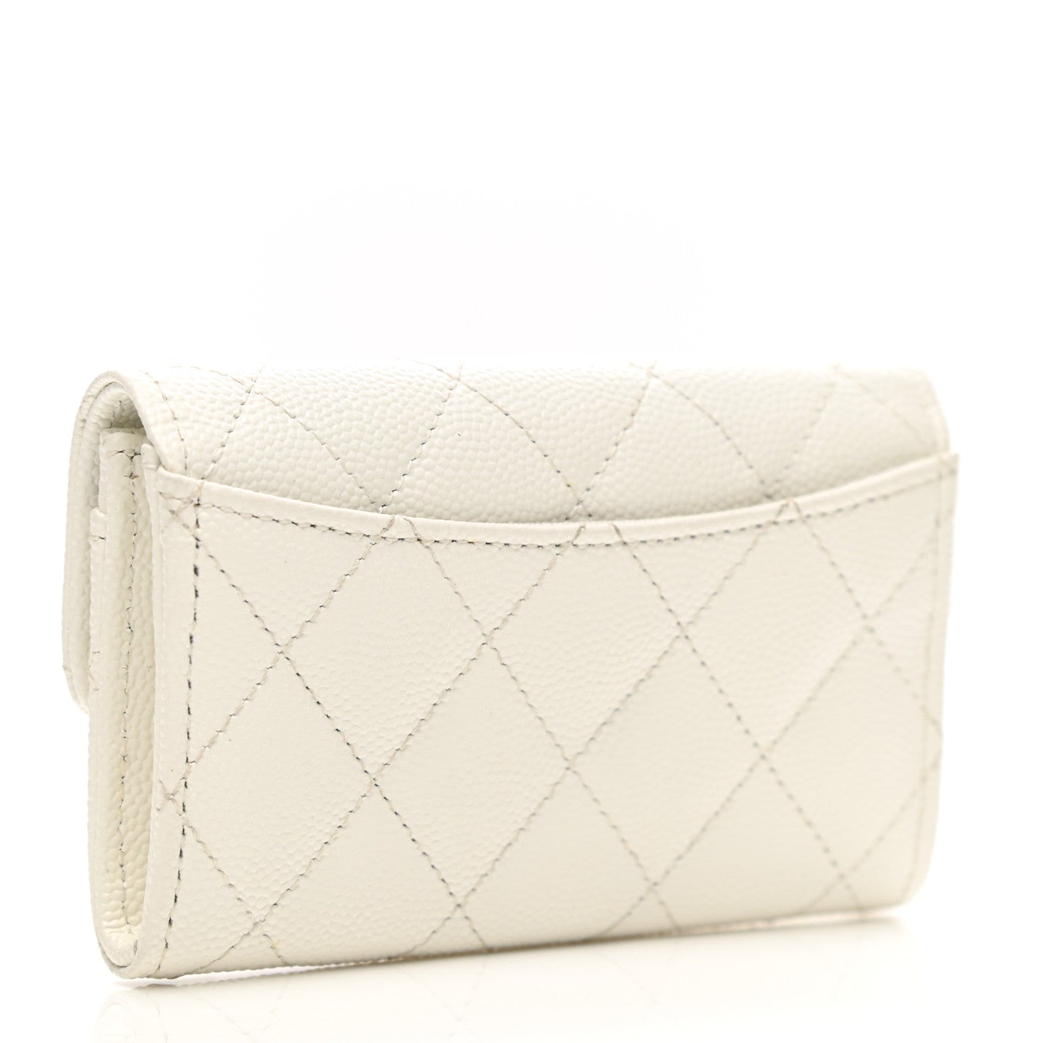 Chanel Caviar Quilted Flap Card Holder Wallet White 3 of 8