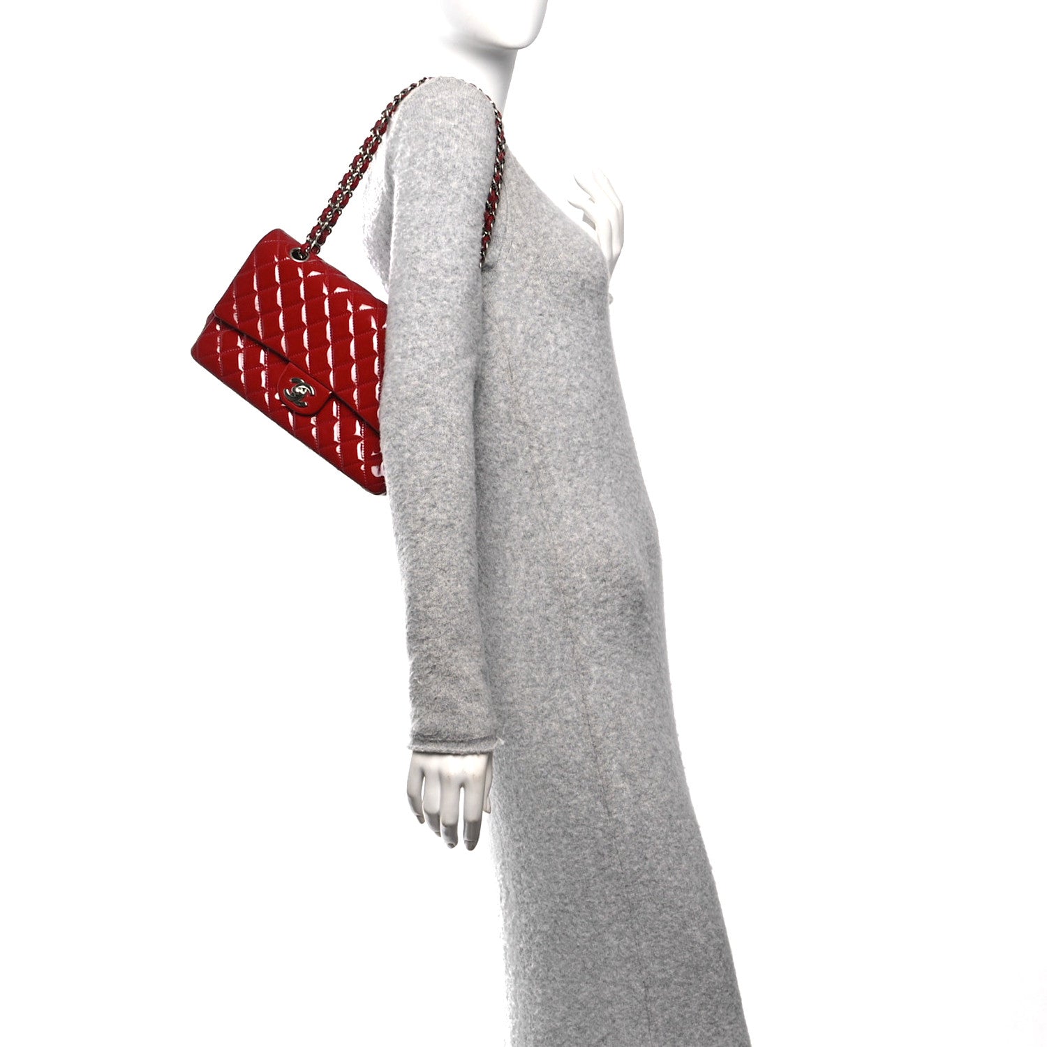 Chanel Patent Calfskin Quilted Medium Double Flap Red 2 of 10