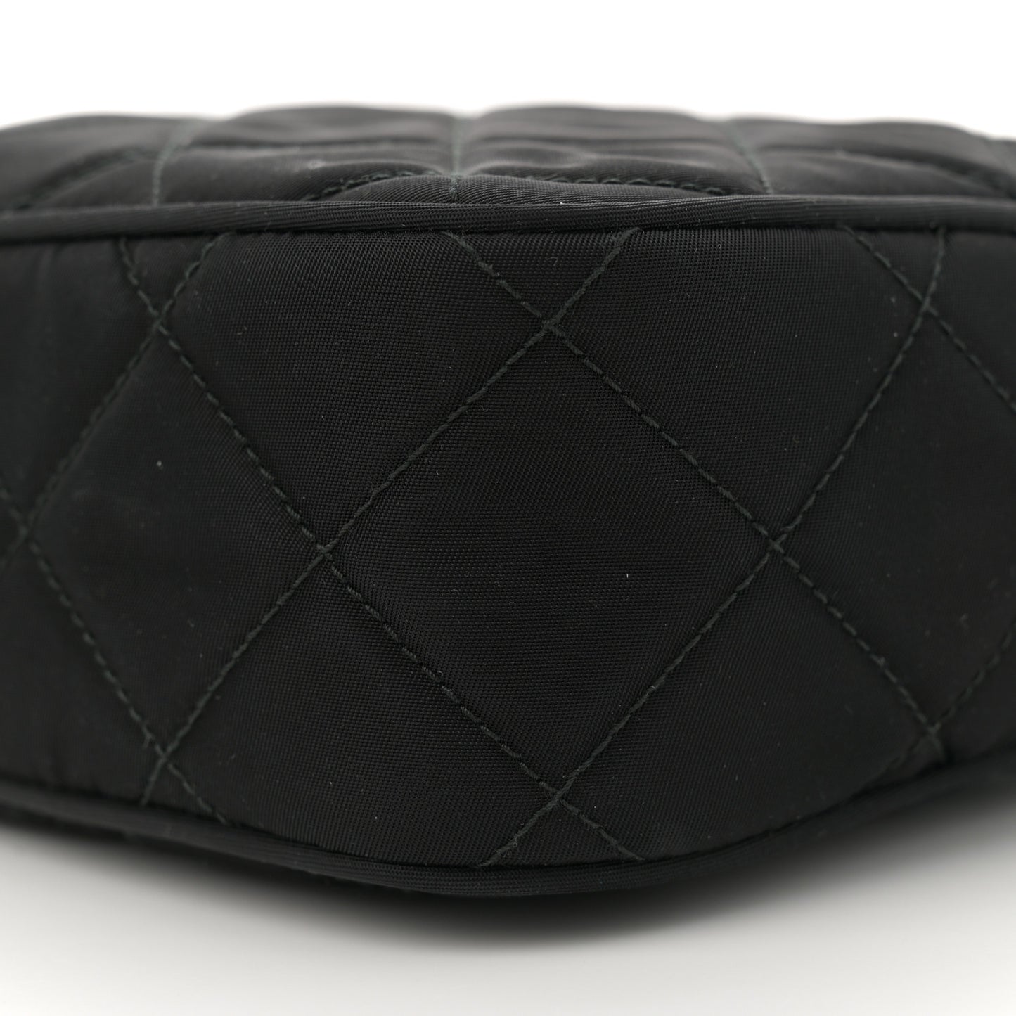 Nylon Tessuto Impuntu Quilted Bandoliera Crossbody Bag Black