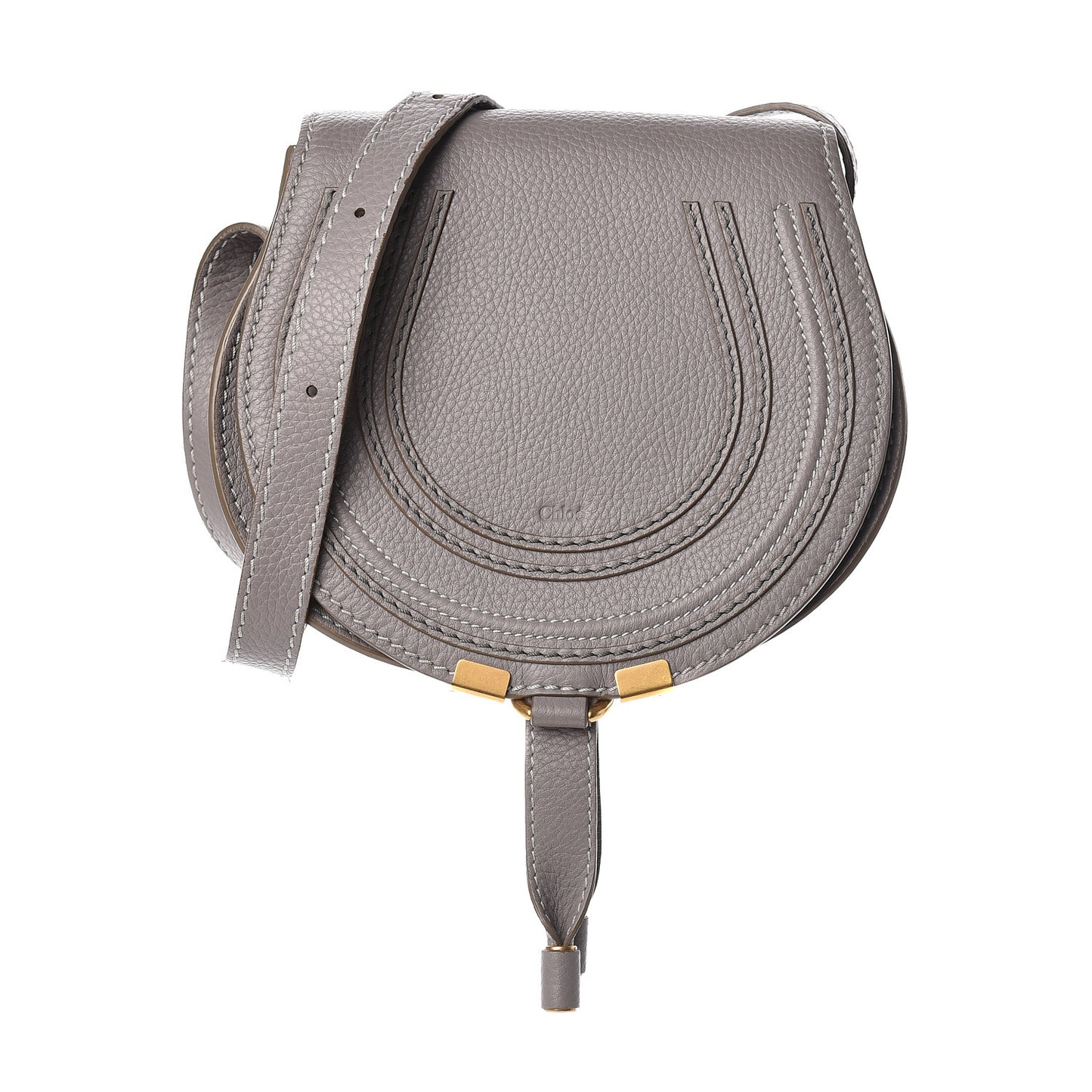 Calfskin Mini Marcie Round Crossbody Bag Cashmere Grey