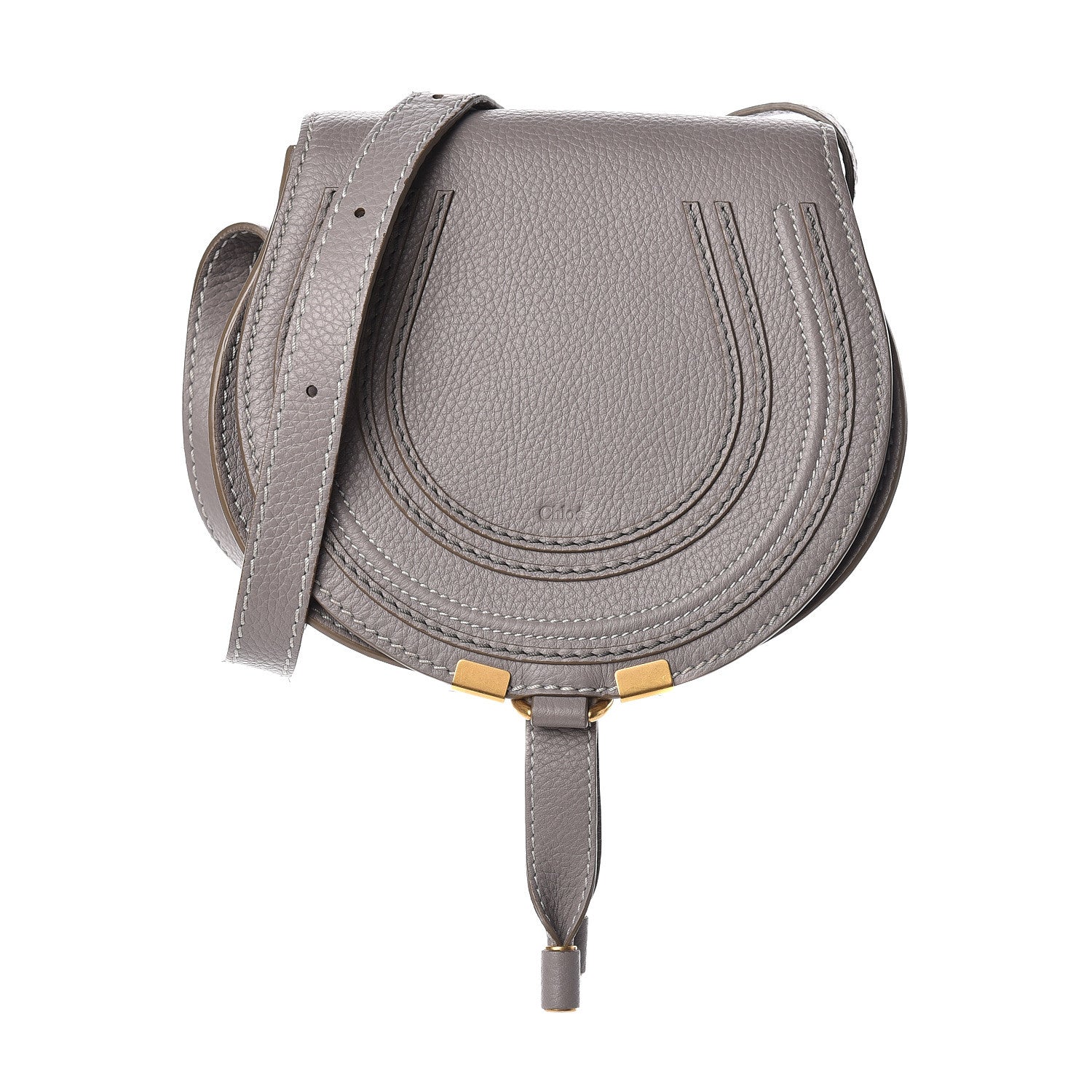 Chloe Calfskin Mini Marcie Round Crossbody Bag Cashmere Grey 1 of 8