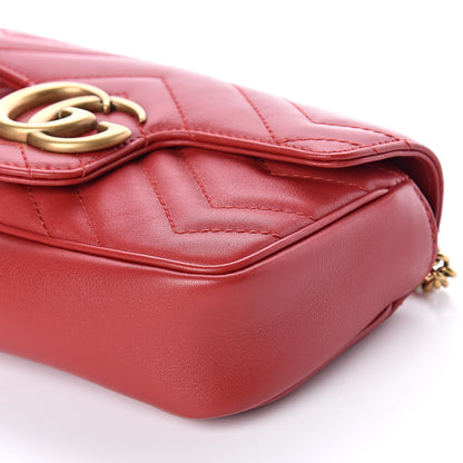 Gucci Calfskin Matelasse Super Mini GG Marmont Shoulder Bag Hibiscus Red 9 of 11